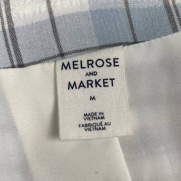 Melrose and Market Plaid Seersucker Oversized Blazer Womens M Blue White Jacket - Picture 4 of 16